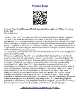 Good Synthesis Essay Topics