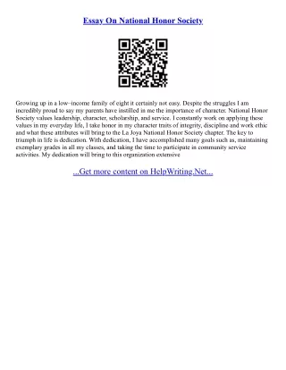 Sample National Honor Society Essay