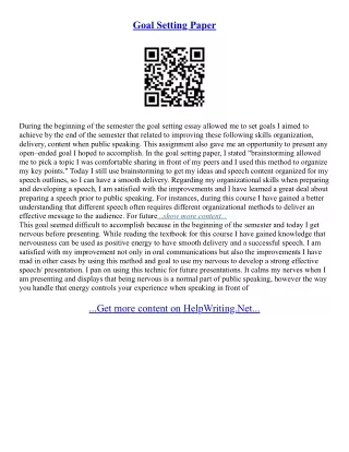 Goal Setting Essay