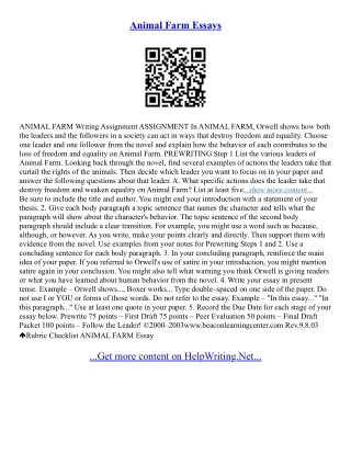 Animal Farm Essay Question