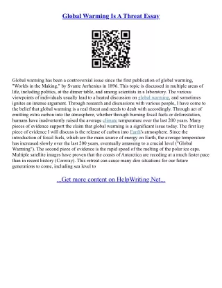 What Is Global Warming Essay