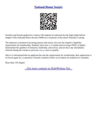 National Honor Society Application Essay