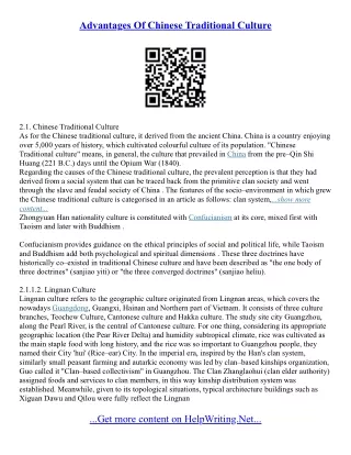Essay On Chinese Culture