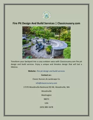 Fire Pit Design And Build Services  Classicnusery