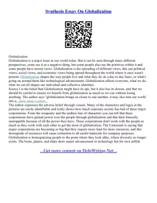 Essay About Globalization