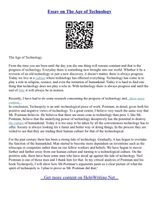 Essay On New Technology