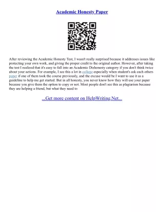 Academic Honesty Essay