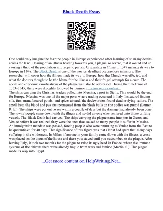 Black Death Essay