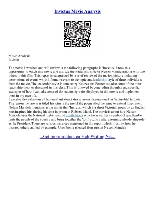 Invictus Essay