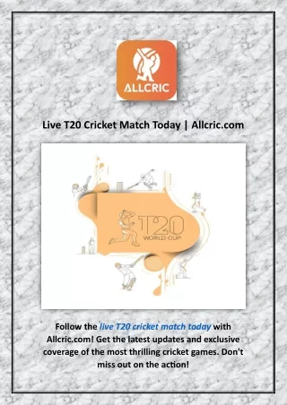 Live T20 Cricket Match Today | Allcric.com