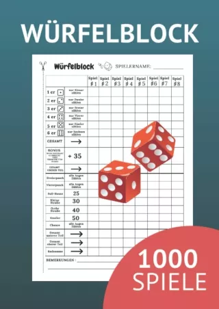 Download ⚡️ Würfelspiel Gewinnblatt: Würfelblock XXL für   1000 Spiele: Würfelblock | Spie