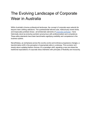 Navigating Success_ The Evolving Landscape of Corporate Wear in Australia