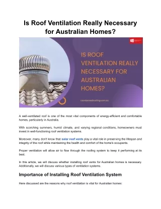 Is Roof Ventilation Really Necessary for Australian Homes?
