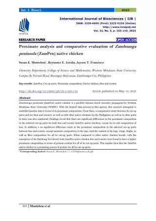 Proximate analysis and comparative evaluation of Zamboanga peninsula (ZamPen)