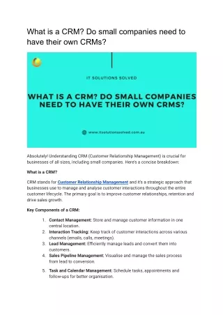 What is a CRM_ Do small companies need to have their own CRMs_