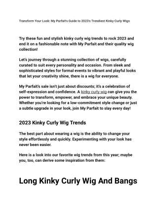 Transform Your Look_ My Parfait's Guide to 2023's Trendiest Kinky Curly Wigs