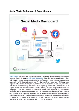 Social Media Dashboards | ReportGarden