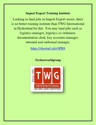 Import Export Training Institute, technoworldgroup