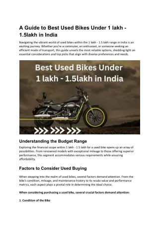 A Guide to Best Used Bikes Under 1 lakh - 1