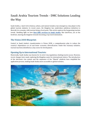 Saudi Arabia Tourism Trends - DMC Solutions Leading the Way