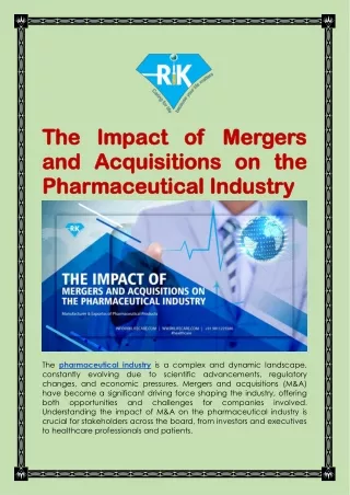 The Impact of Mergers and Acquisitions on the Pharmaceutical Industry