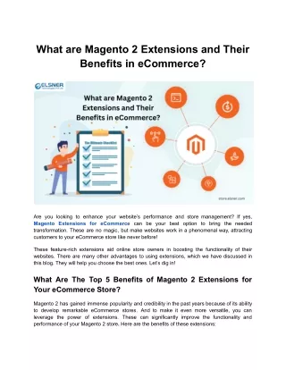 Top 5 Benefits of Magento 2 Extensions for eCommerce