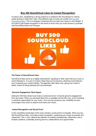 Buy 500 SoundCloud Likes for Instant Recognition