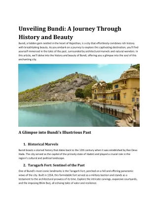 Unveiling Bundi