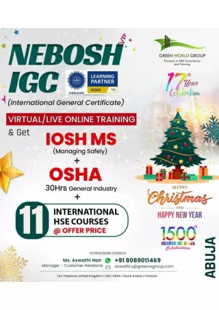 Your Path to Global Opportunities Nebosh course in Abuja with Green World Group