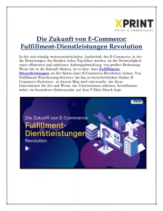 Die Zukunft von E-Commerce  Fulfillment-Dienstleistungen Revolution