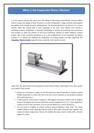 What is the Snapmaker Rotary Module?