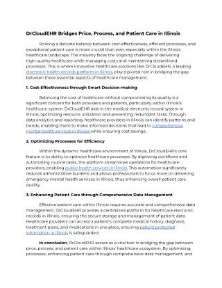 DrCloudEHR Bridges Price, Process, and Patient Care 13-12-2023