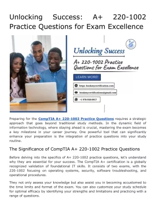 Unlocking Success_ A  220-1002 Practice Questions for Exam Excellence