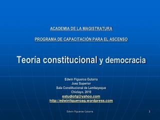 1. T eoría constitucional. Contenidos ( Hurtado Cruz, Virgilio. Materiales de estudio Academia de la Magistratura)