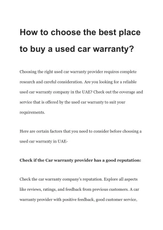 How to choose the best place to buy a used car warranty_