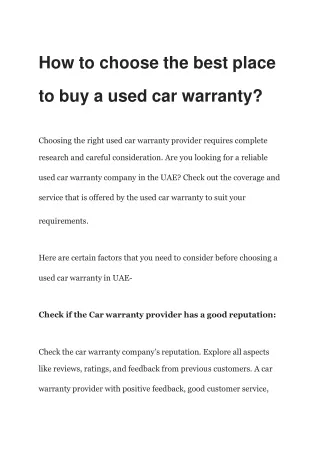 How to choose the best place to buy a used car warranty_