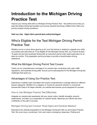Michigan Driving Practice Test (1)