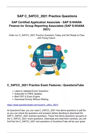 Study SAP C_S4FCC_2021 Exam Questions (2024) to Supercharge Your Preparation