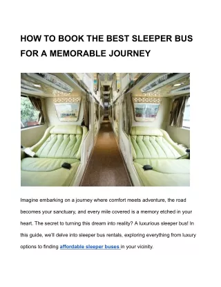 HOW TO BOOK THE BEST SLEEPER BUS FOR A MEMORABLE JOURNEY