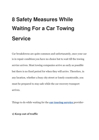 8 Safety Measures While Waiting For a Car Towing Service