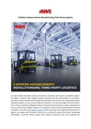 Modern Advancements Revolutionising Third-Party Logistics - AWL India