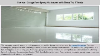 Give Your Garage Floor Epoxy A Makeover With These Top 5 Trends