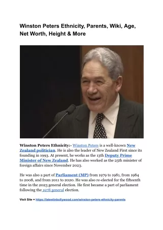 Winston Peters Ethnicity, Parents, Wiki, Age, Net Worth, Height & More