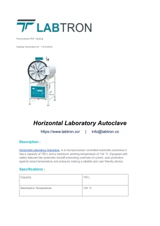 Horizontal Laboratory Autoclave