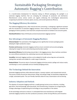 Sustainable Packaging Strategies: Automatic Bagging's Contribution