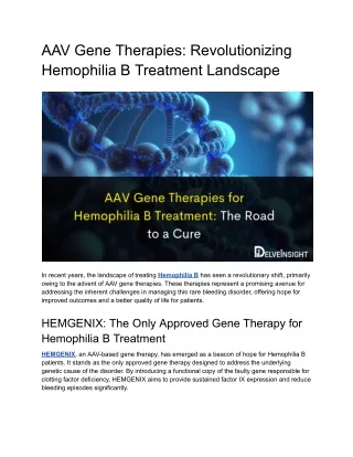 AAV Gene Therapies for Hemophilia B Treatment_ The Road to a Cure