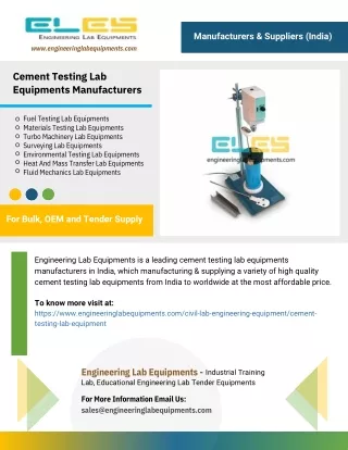 Cement Testing Lab Equipments Manufacturers