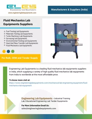 Fluid Mechanics Lab Equipments Suppliers