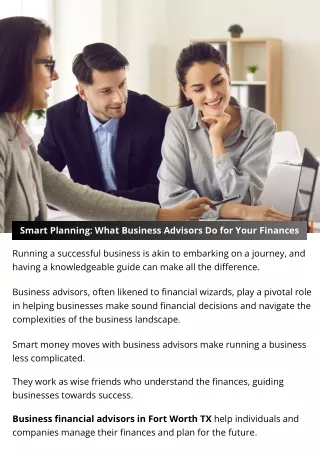 Smart Planning: What Business Advisors Do for Your Finances