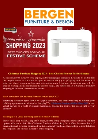 Christmas Furniture Shopping 2023 - Best Festive Scheme at Bergen Furniture